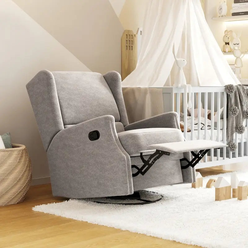 Fauteuil inclinable à bascule manuel à dossier enveloppant et pivotant à 360°