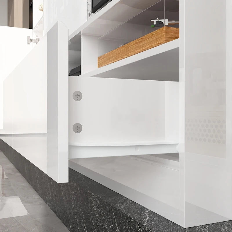 Meuble TV mural brillant avec rangement pour appareils multimédias - 94,5 x 78,7