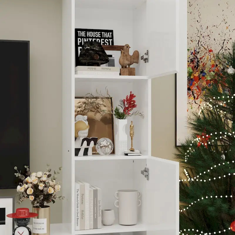 Meuble TV mural brillant avec rangement pour appareils multimédias - 94,5 x 78,7