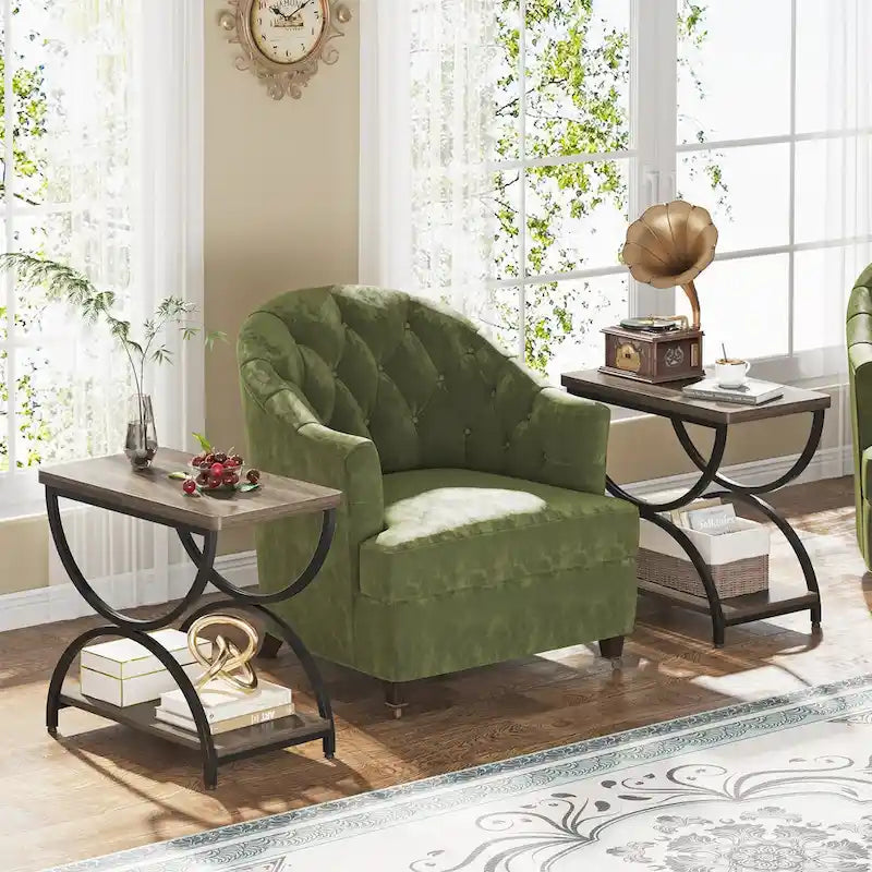 Table d'appoint rectangulaire à 2 niveaux en bois et métal