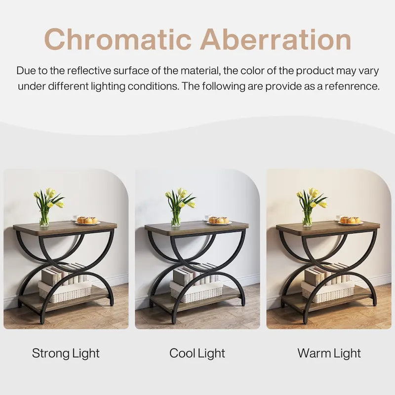 Table d'appoint rectangulaire à 2 niveaux en bois et métal