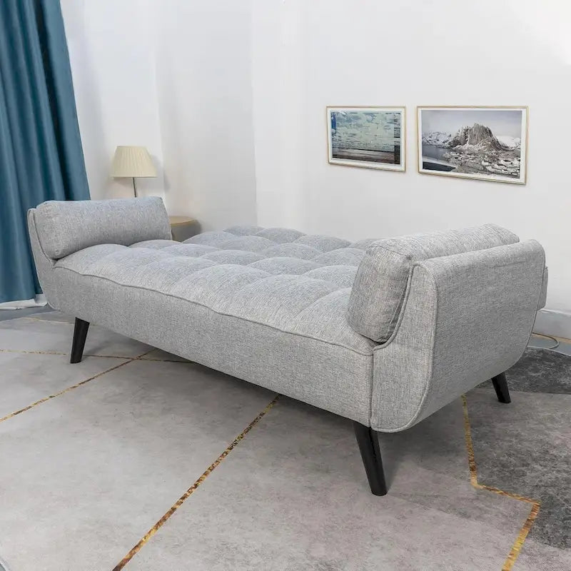 Canapé-lit futon de 191,5 cm (75,39 po), convertible et capitonné, avec dossier inclinable et capitonné.