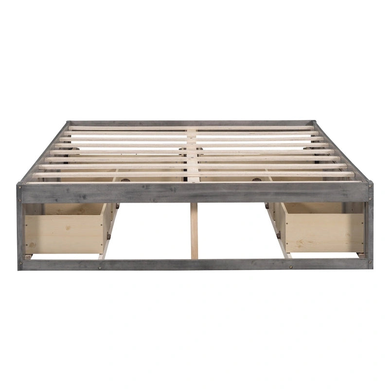 Lit plateforme Queen Size avec 6 tiroirs de rangement