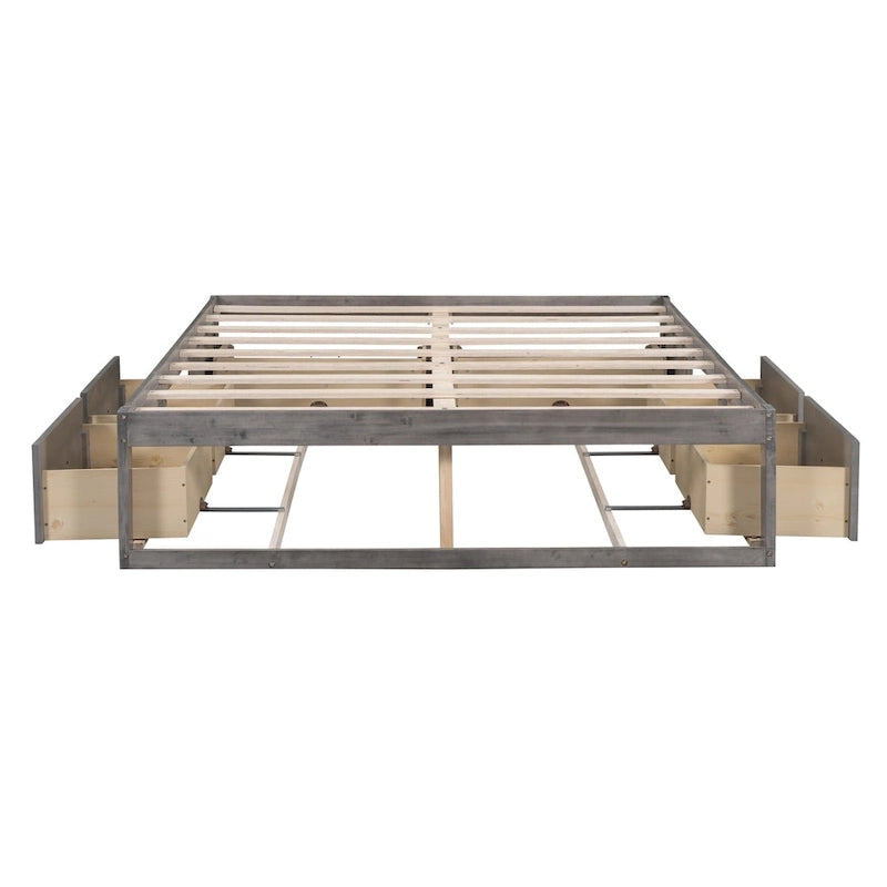 Lit plateforme Queen Size avec 6 tiroirs de rangement