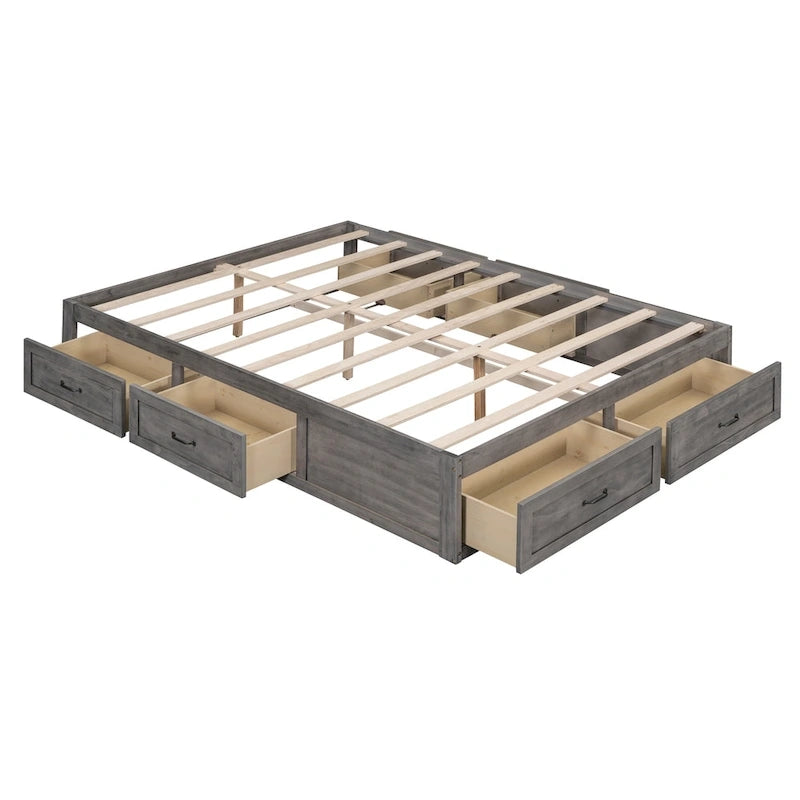 Lit plateforme Queen Size avec 6 tiroirs de rangement