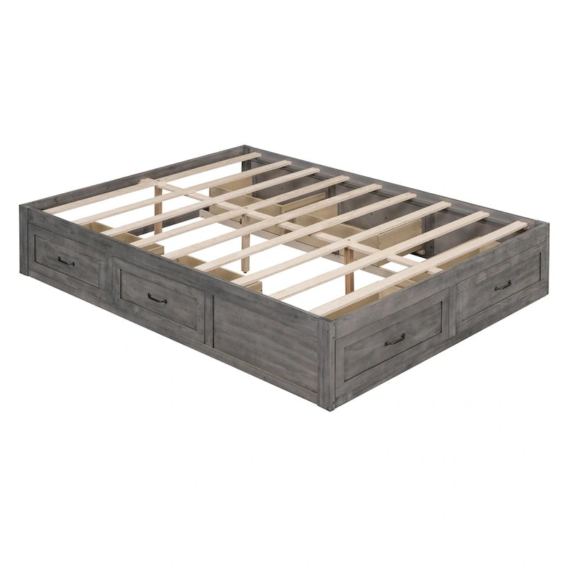 Lit plateforme Queen Size avec 6 tiroirs de rangement