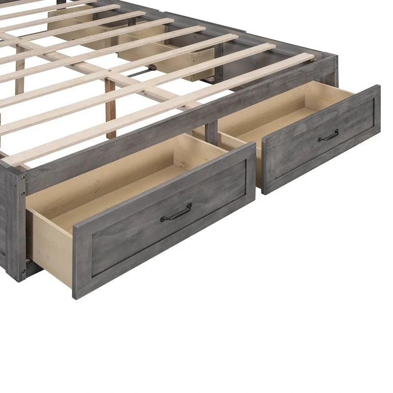 Lit plateforme Queen Size avec 6 tiroirs de rangement