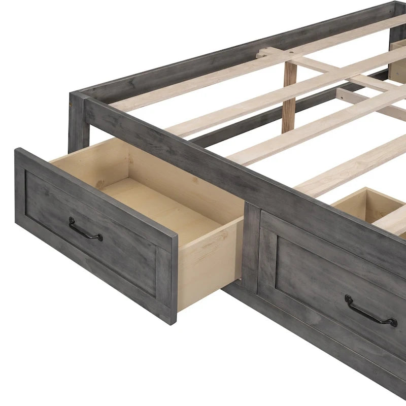 Lit plateforme Queen Size avec 6 tiroirs de rangement