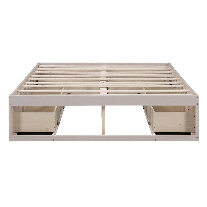 Lit plateforme Queen Size avec 6 tiroirs de rangement
