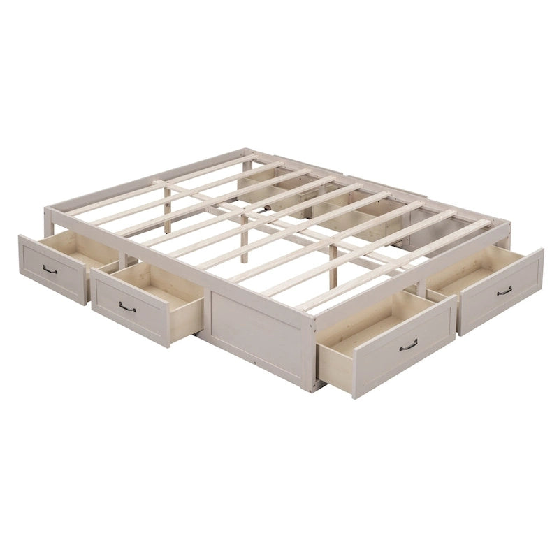 Lit plateforme Queen Size avec 6 tiroirs de rangement