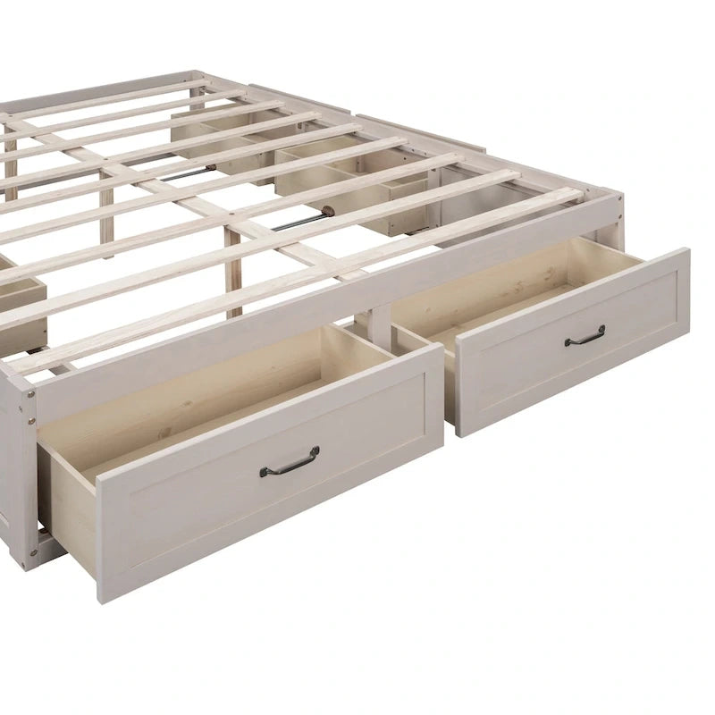 Lit plateforme Queen Size avec 6 tiroirs de rangement