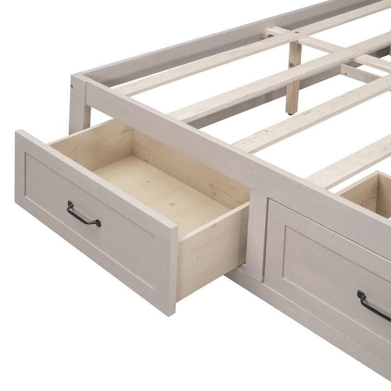 Lit plateforme Queen Size avec 6 tiroirs de rangement