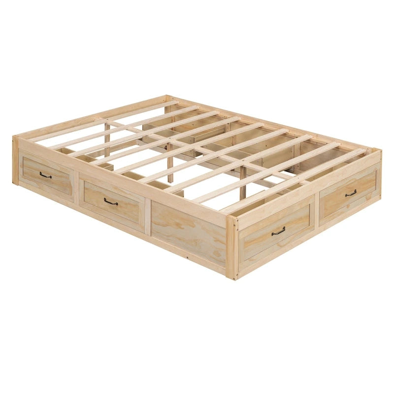 Lit plateforme Queen Size avec 6 tiroirs de rangement