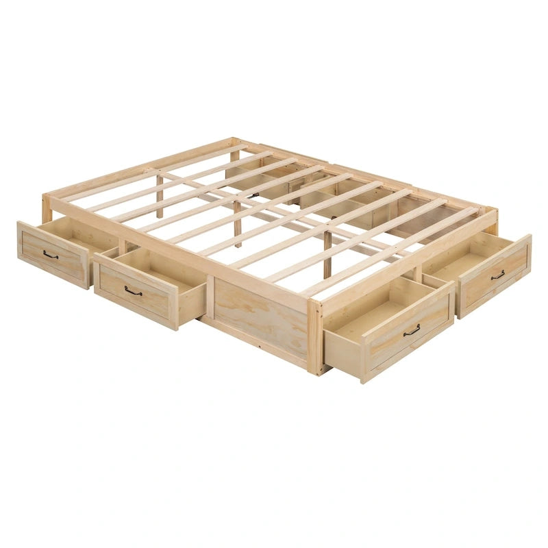 Lit plateforme Queen Size avec 6 tiroirs de rangement