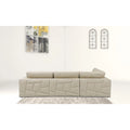 HomeRoots Beige Italian Leather Reclining L Shaped Two Piece Corner Sectional - 117