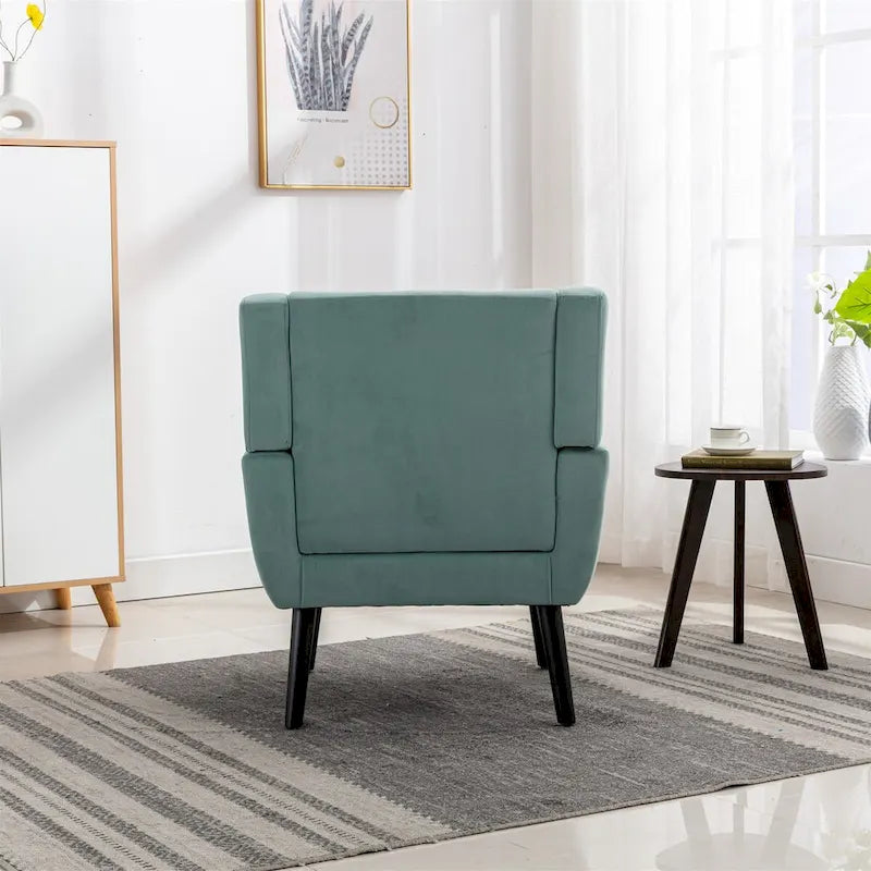 Fauteuil ergonomique moderne en velours doux, idéal pour le salon, la chambre ou la maison, avec pieds noirs.