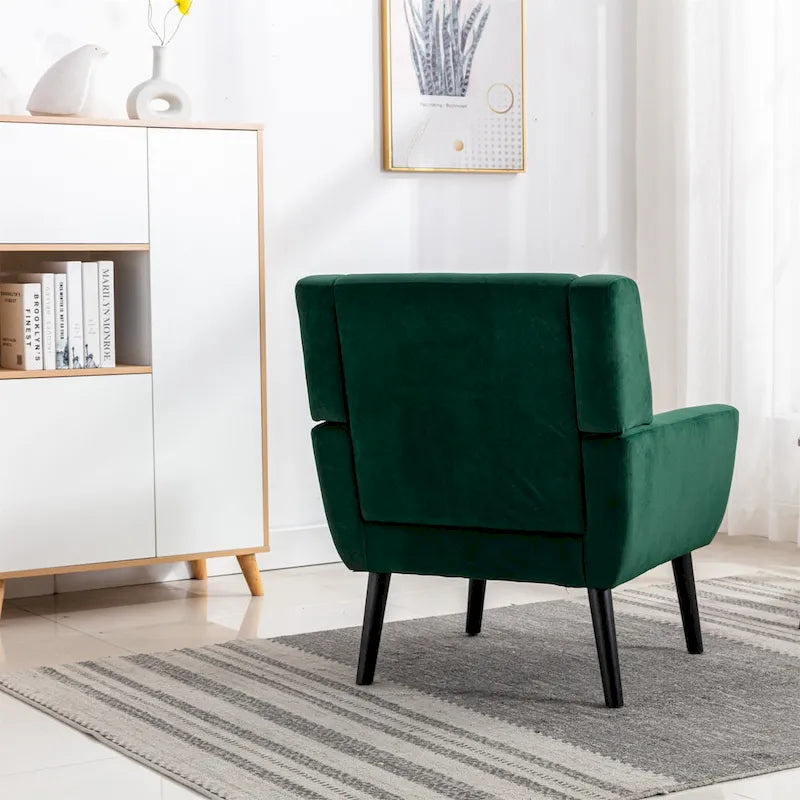 Fauteuil ergonomique moderne en velours doux, idéal pour le salon, la chambre ou la maison, avec pieds noirs.