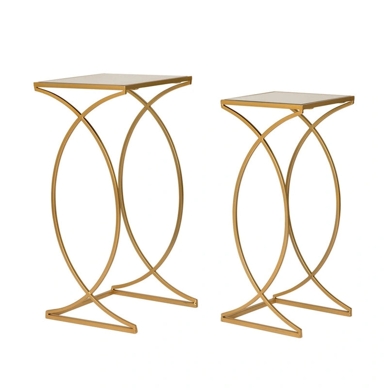 Ensemble de 2 tables d'appoint modernes en verre Glitzhome, style glamour, pour canapé