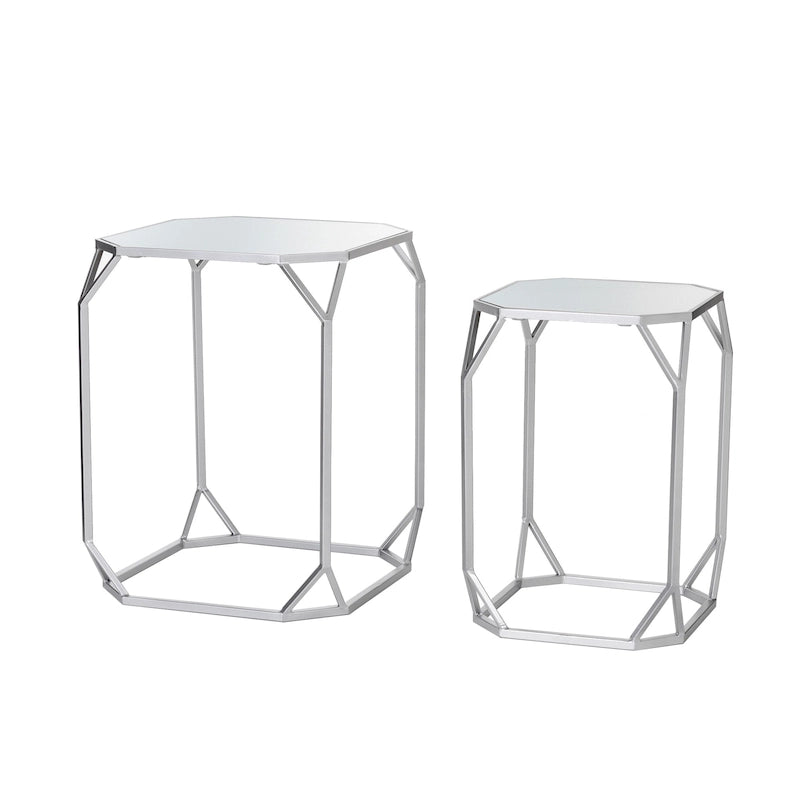 Ensemble de 2 tables d'appoint modernes en verre Glitzhome, style glamour, pour canapé