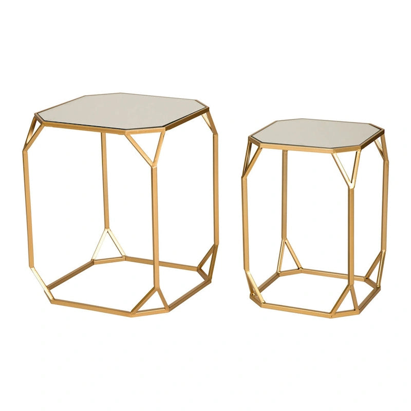 Ensemble de 2 tables d'appoint modernes en verre Glitzhome, style glamour, pour canapé
