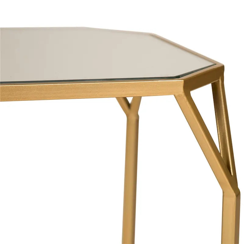 Ensemble de 2 tables d'appoint modernes en verre Glitzhome, style glamour, pour canapé
