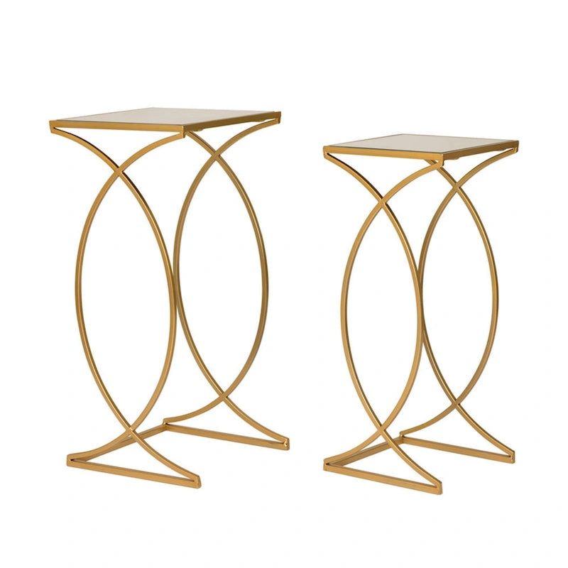 Ensemble de 2 tables d'appoint modernes en verre Glitzhome, style glamour, pour canapé