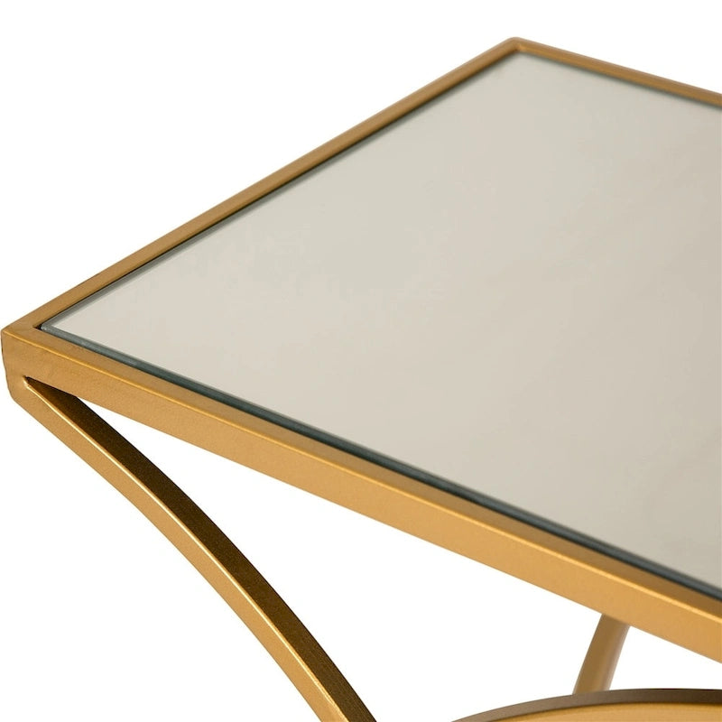 Ensemble de 2 tables d'appoint modernes en verre Glitzhome, style glamour, pour canapé