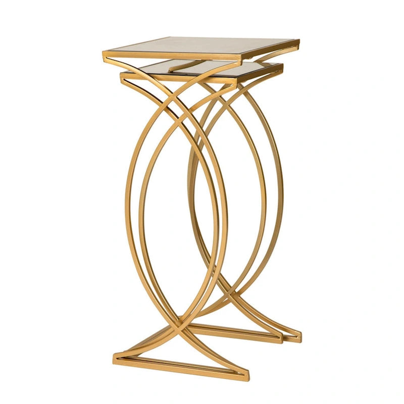 Ensemble de 2 tables d'appoint modernes en verre Glitzhome, style glamour, pour canapé