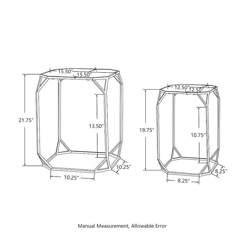 Ensemble de 2 tables d'appoint modernes en verre Glitzhome, style glamour, pour canapé
