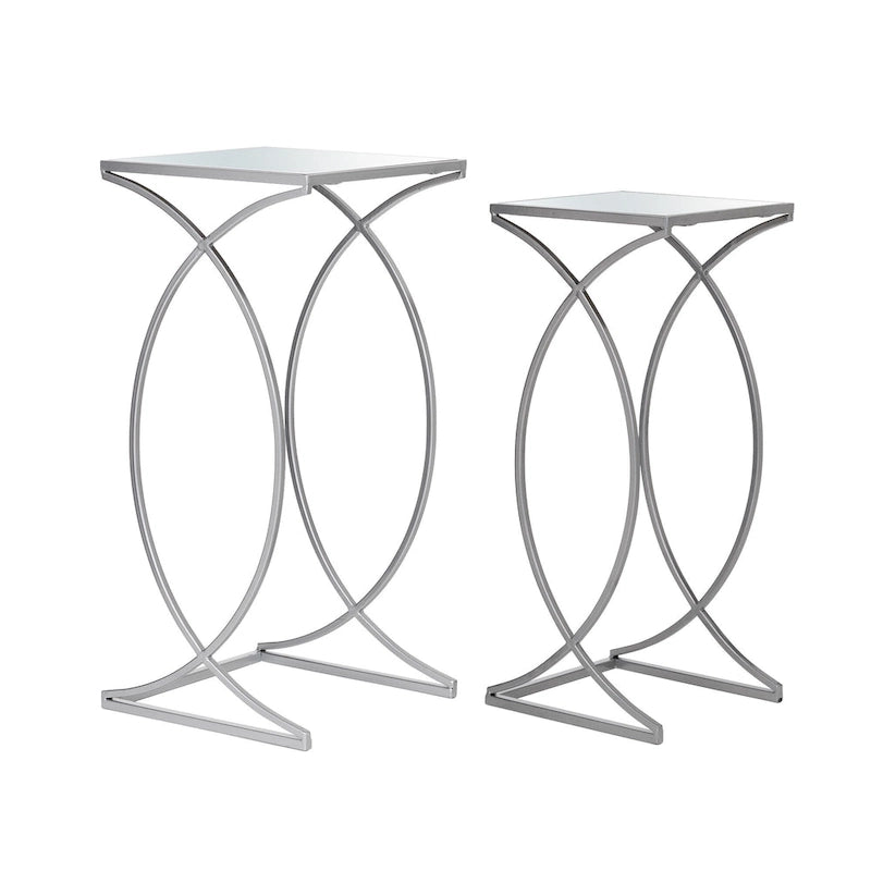Ensemble de 2 tables d'appoint modernes en verre Glitzhome, style glamour, pour canapé