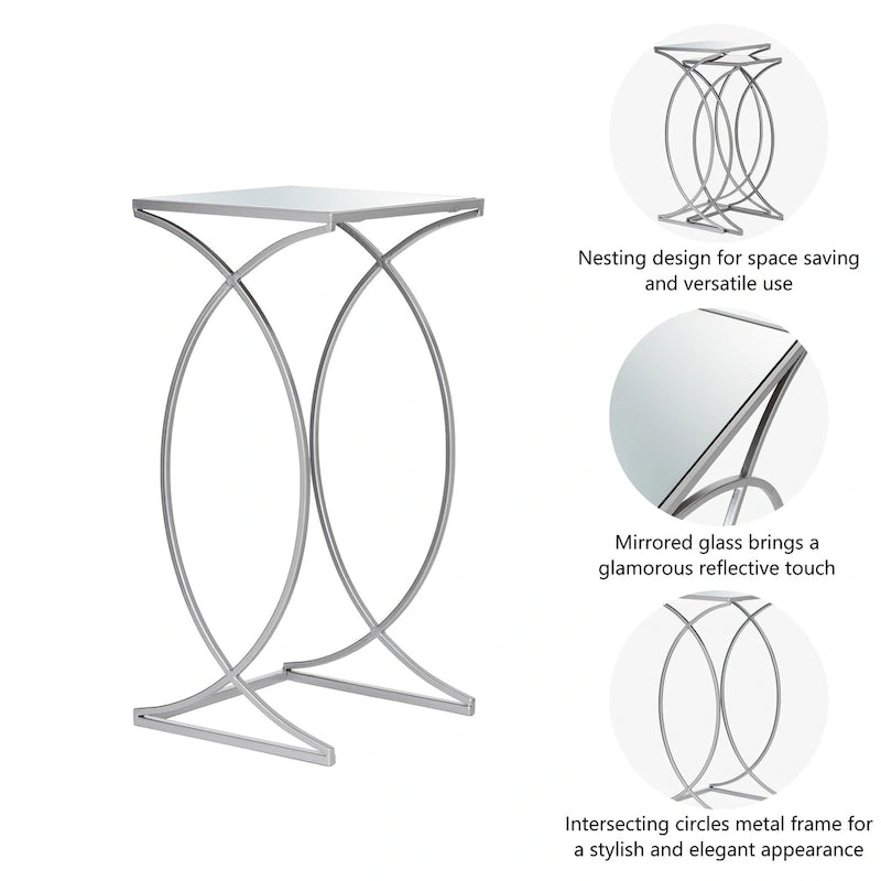 Ensemble de 2 tables d'appoint modernes en verre Glitzhome, style glamour, pour canapé