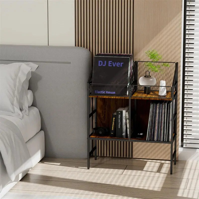 Présentoir de rangement pour disques vinyles - 10 cm (P) x 27,8 cm (L) x 34,5 cm (H)