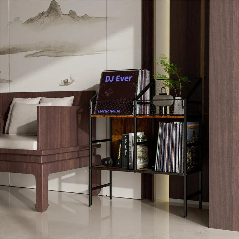 Présentoir de rangement pour disques vinyles - 10 cm (P) x 27,8 cm (L) x 34,5 cm (H)