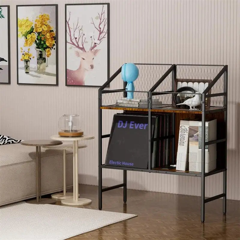 Présentoir de rangement pour disques vinyles - 10 cm (P) x 27,8 cm (L) x 34,5 cm (H)