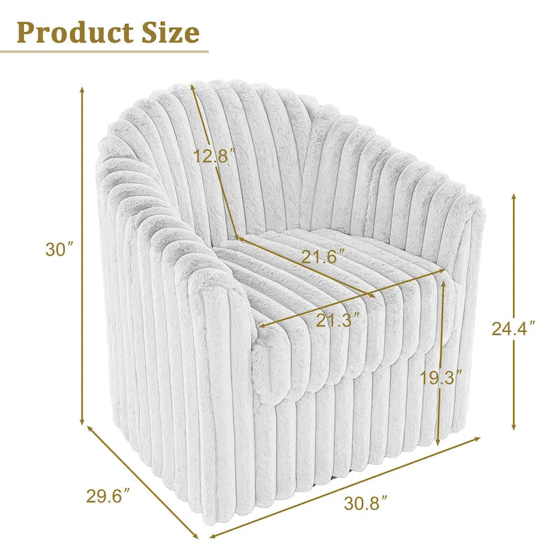 Ensemble de 2 fauteuils pivotants modernes en velours côtelé pelucheux de 49 pouces.