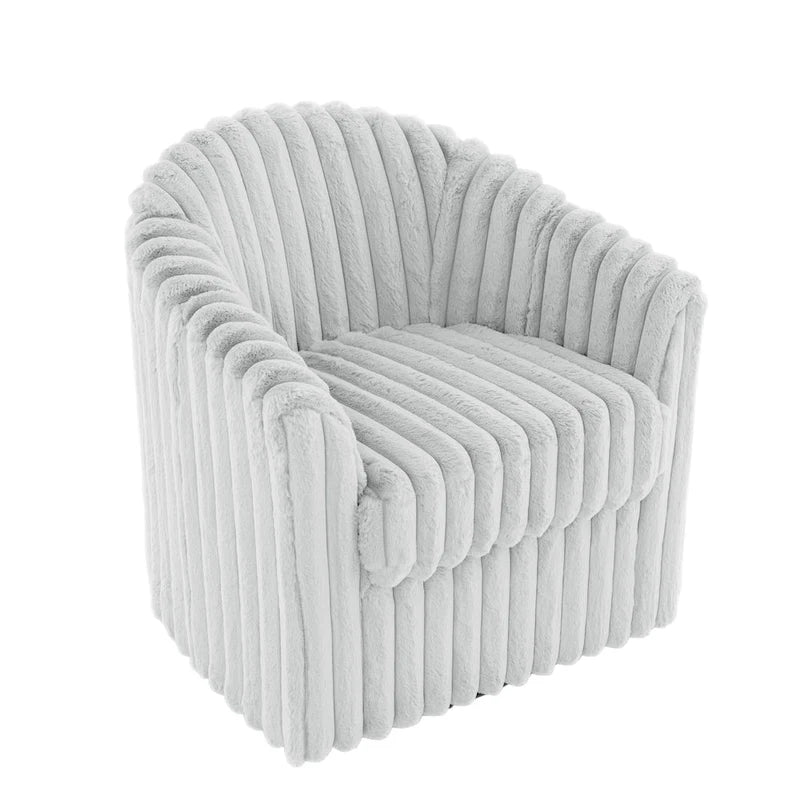 Ensemble de 2 fauteuils pivotants modernes en velours côtelé pelucheux de 49 pouces.