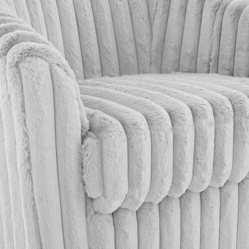 Ensemble de 2 fauteuils pivotants modernes en velours côtelé pelucheux de 49 pouces.