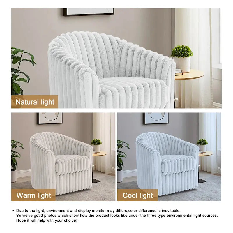 Ensemble de 2 fauteuils pivotants modernes en velours côtelé pelucheux de 49 pouces.