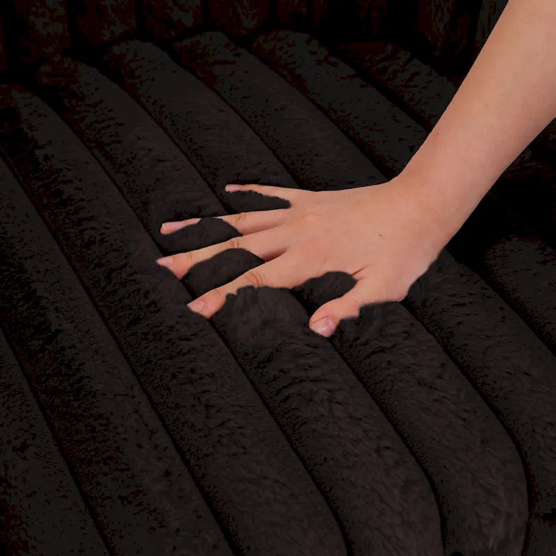 Ensemble de 2 fauteuils pivotants modernes en velours côtelé pelucheux de 49 pouces.