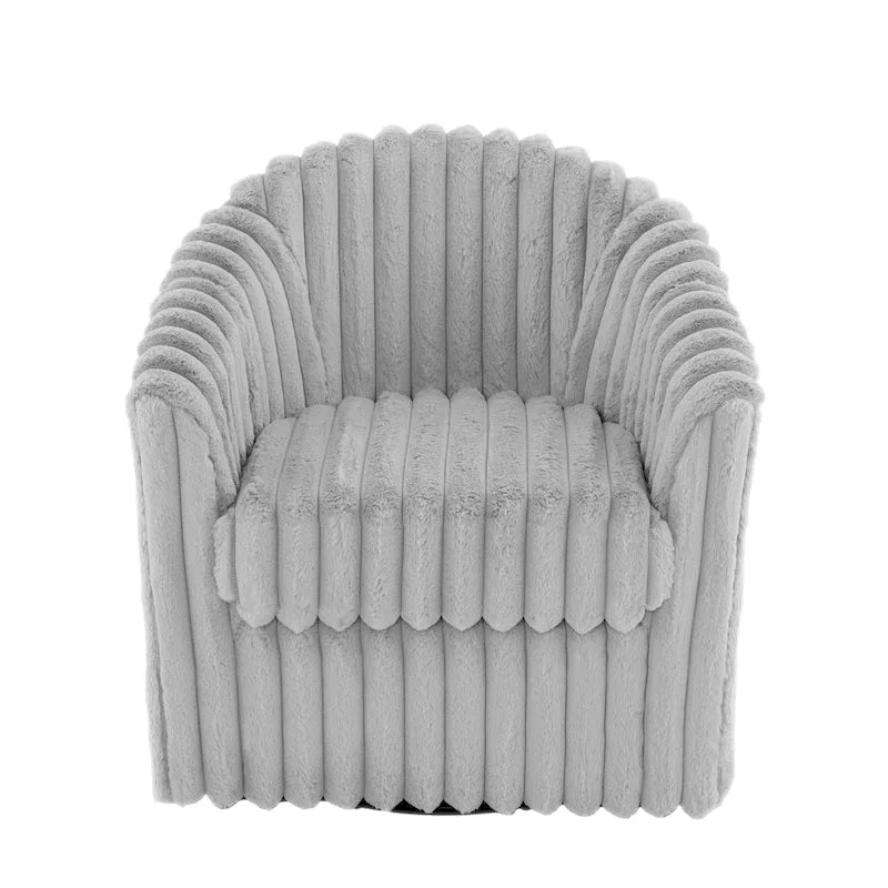 Ensemble de 2 fauteuils pivotants modernes en velours côtelé pelucheux de 49 pouces.