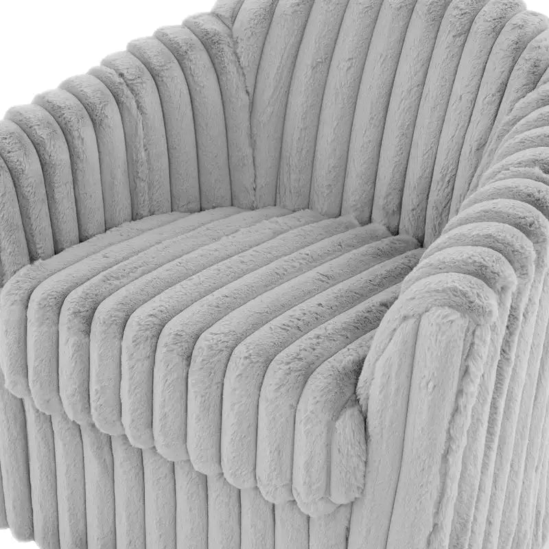 Ensemble de 2 fauteuils pivotants modernes en velours côtelé pelucheux de 49 pouces.