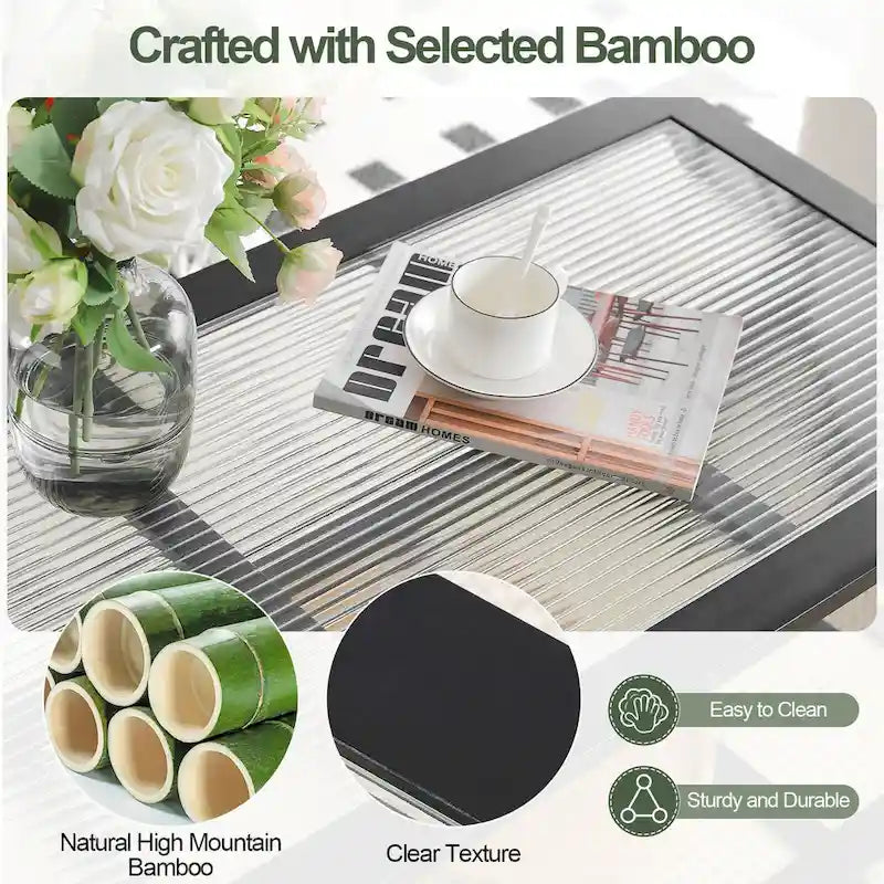 Table basse rectangulaire à 2 niveaux, plateau en verre, idéale pour un canapé - 39,4 cm (L) x 19,7 cm (l) x 19,7 cm (P)