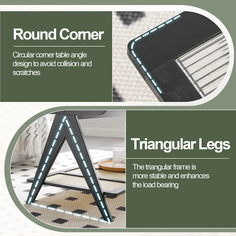 Table basse rectangulaire à 2 niveaux, plateau en verre, idéale pour un canapé - 39,4 cm (L) x 19,7 cm (l) x 19,7 cm (P)