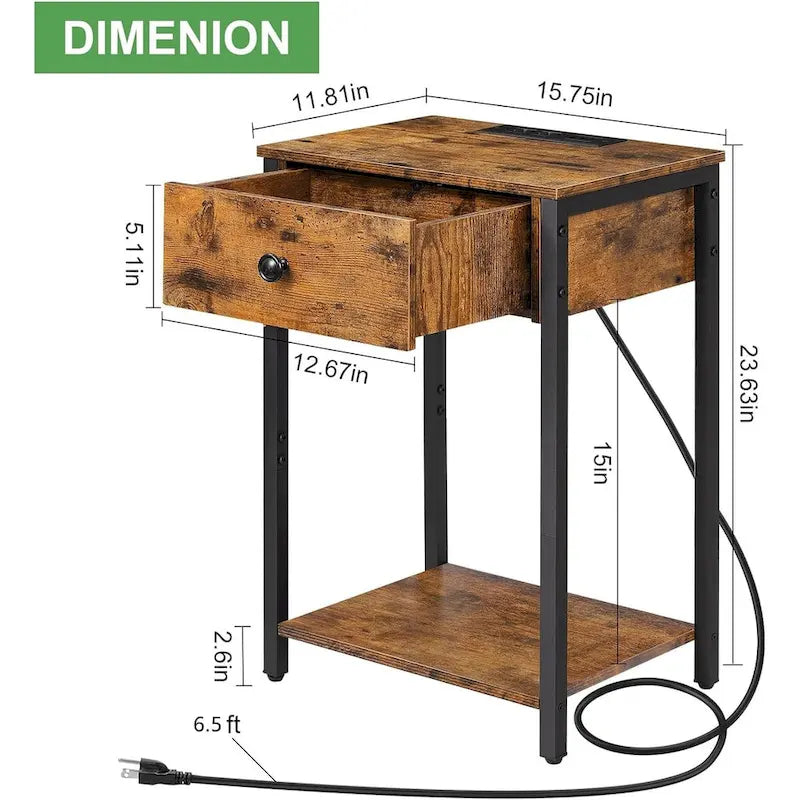 Ensemble de 2 tables de chevet avec station de recharge
