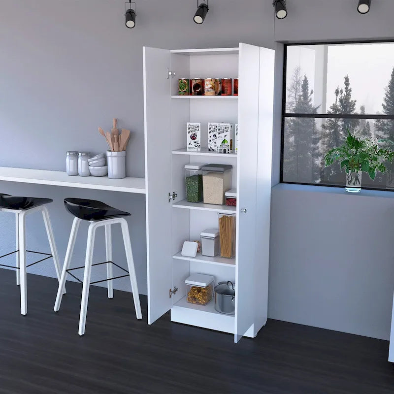 Armoire de rangement Pipestone, double porte, finition blanche, haute qualité et durable