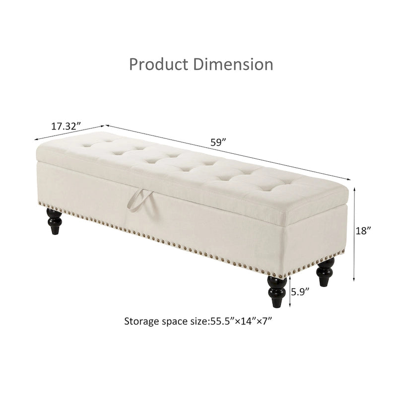 Banc-pouf de lit 59 avec rangement
