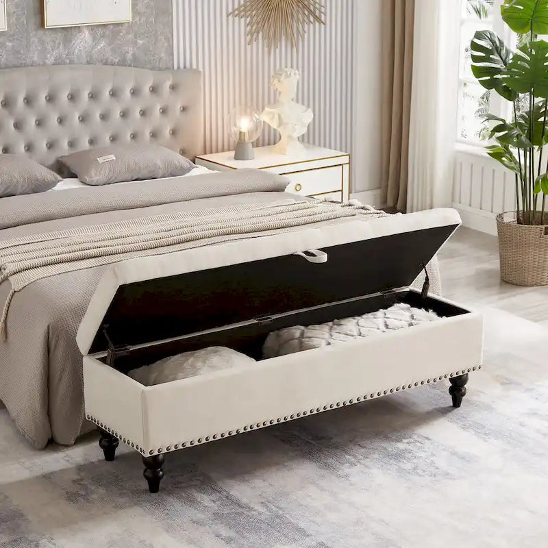 Banc-pouf de lit 59 avec rangement