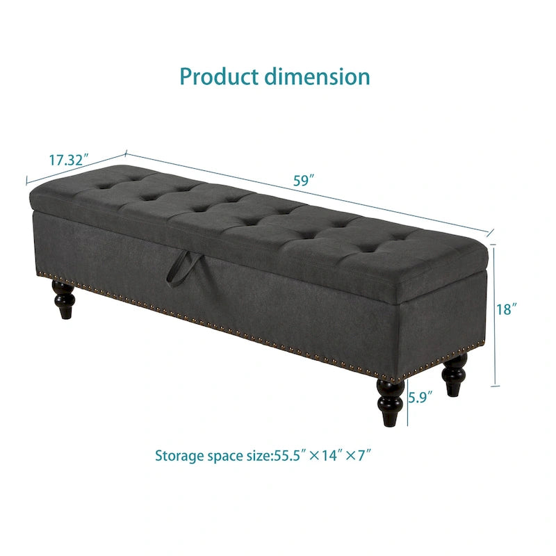 Banc-pouf de lit 59 avec rangement