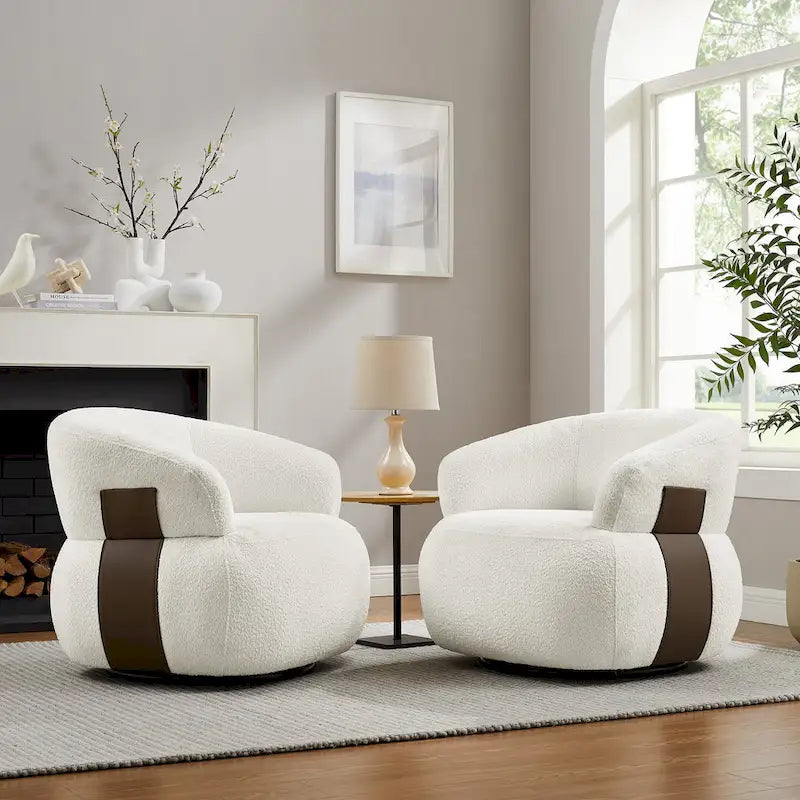 Kieon 33W 360 Swivel Modern Barrel Chair Accent Chair Set of 2