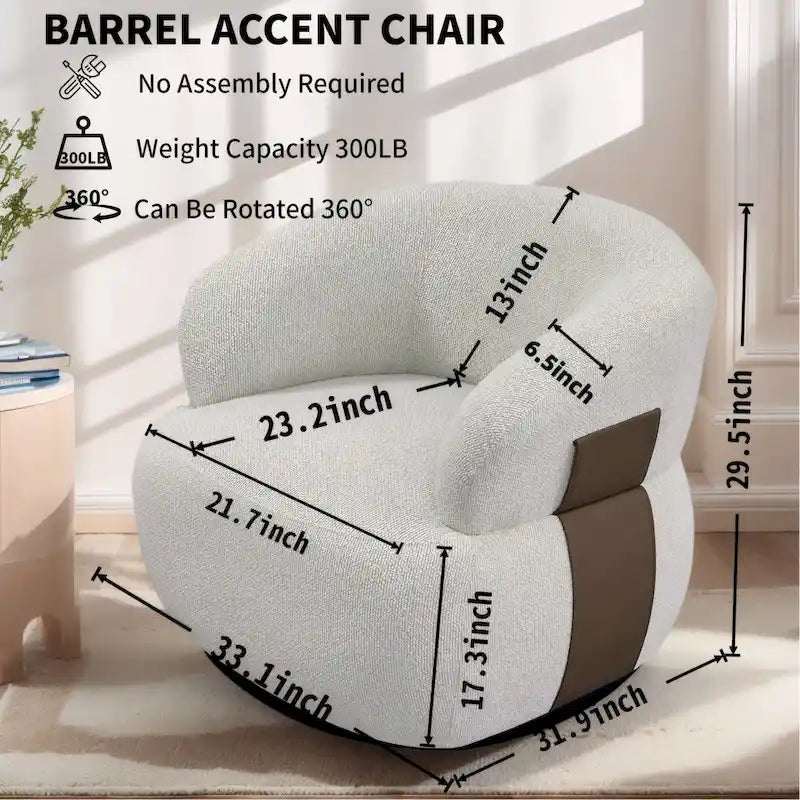 Ensemble de 2 fauteuils d'appoint pivotants à 360° Kieon 33W, style moderne.